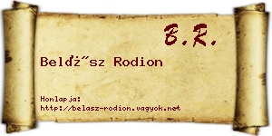 Belász Rodion névjegykártya